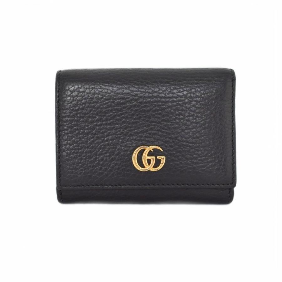 GUCCI（グッチ） プチマーモント 折り財布 ミニウォレット レザー 黒 