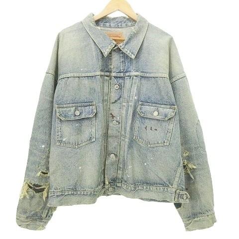 セントマイケル SAINTMICHAEL ベルベルジン BerBerJin 23AW デニムジャケット Gジャン ダメージ加工 XL 青 ブルー SM-A23-0000-C17