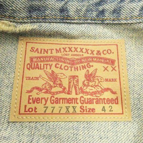 セントマイケル SAINTMICHAEL ベルベルジン BerBerJin 23AW デニムジャケット Gジャン ダメージ加工 XL 青 ブルー SM-A23-0000-C17の画像