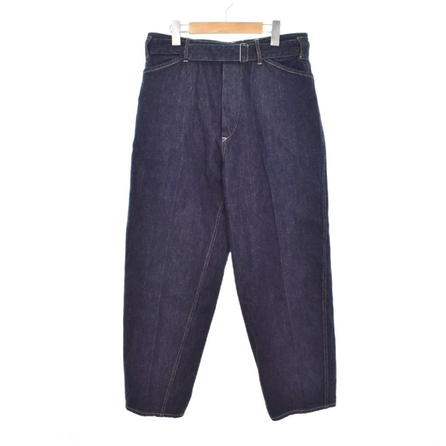未使用品 コモリ COMOLI 22AW ベルテッド デニムパンツ ジーンズ 1 紺 