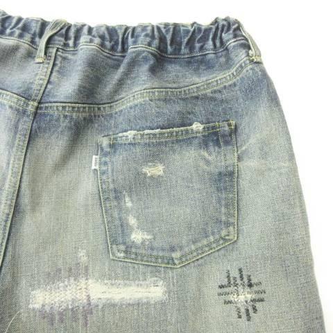 サプール SAPEur デニムパンツ ジーンズ ドロスト ダメージ加工 XL 青