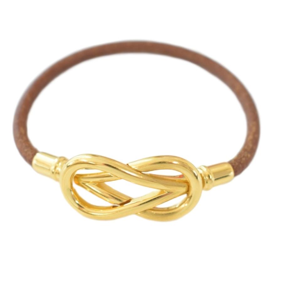 エルメス HERMES ブレスレット アタメ ブラウン 茶色 ゴールド HERMES（エルメス） アタメ ブレスレット アクセサリー レザー 茶