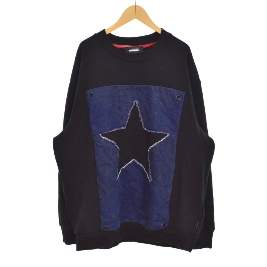 専用出品☆DIESEL ダメージ加工ネイビー トレーナー XL DIESEL（ディーゼル） トレーナー スウェット プルオーバー デニム切替