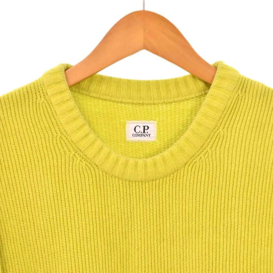 シーピーカンパニー C.P.COMPANY Chenille Cotton Lens Crewneck ニット セーター 長袖 M 黄緑 ライトグリーン 19CMKN017A-005558G_4
