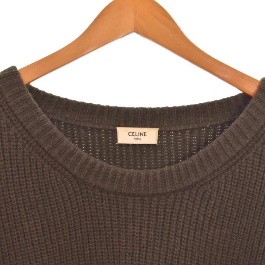 CELINE（セリーヌ） ニット セーター レオパード柄 ロゴ XL カーキ