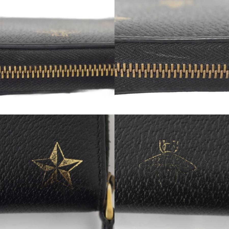 GUCCI ビー＆スター ラウンドジップウォレット 長財布 レザー 黒 金色 GUCCI（グッチ） ビー＆スター ラウンドジップウォレット 長財布 蜂 星