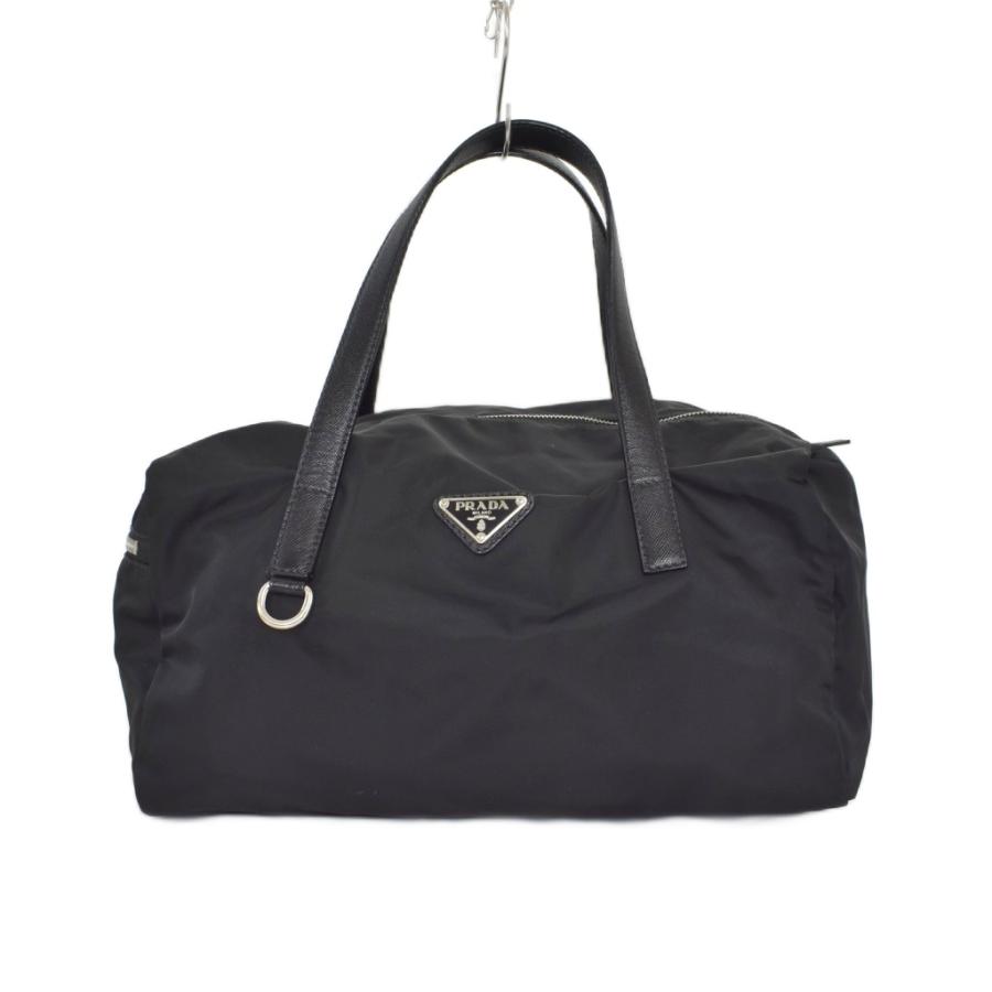 PRADA（プラダ） ナイロン 三角ロゴ ミニボストン ハンドバッグ 黒