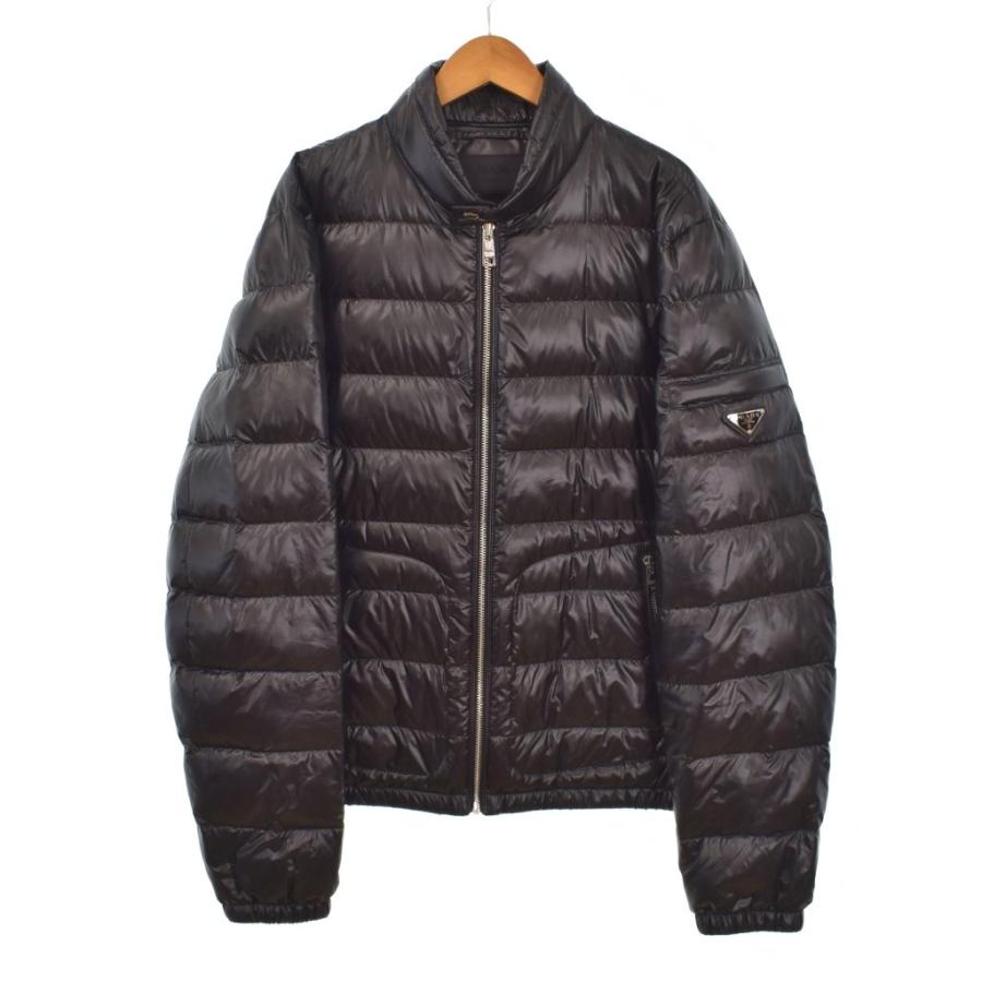 PRADA プラダ 三角ロゴプレート ダウンジャケット 黒 48 L PRADA（プラダ） ダウンジャケット トライアングルロゴ 三角プレート