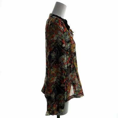 out ZON セットアップ スカート ひざ丈 シルク L 花柄 マルチカラー 