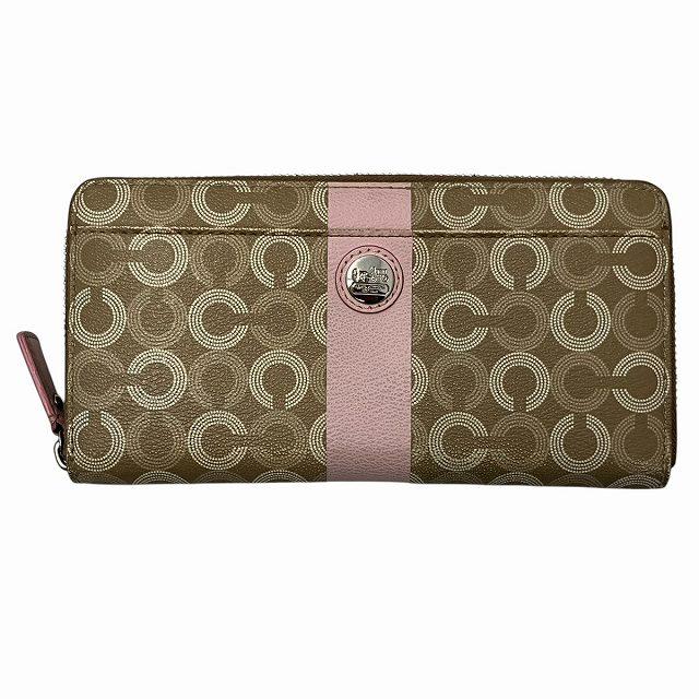 【新品・未使用】COACH正規品✨ 長財布収納OK／男女兼用◎ CE534 COACH コーチ オプアート 長財布 多収納 43628 CC柄 ラウンド
