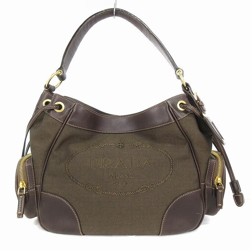 PRADA プラダ ロゴ ジャガード ショルダーバッグ 肩掛け レザー  