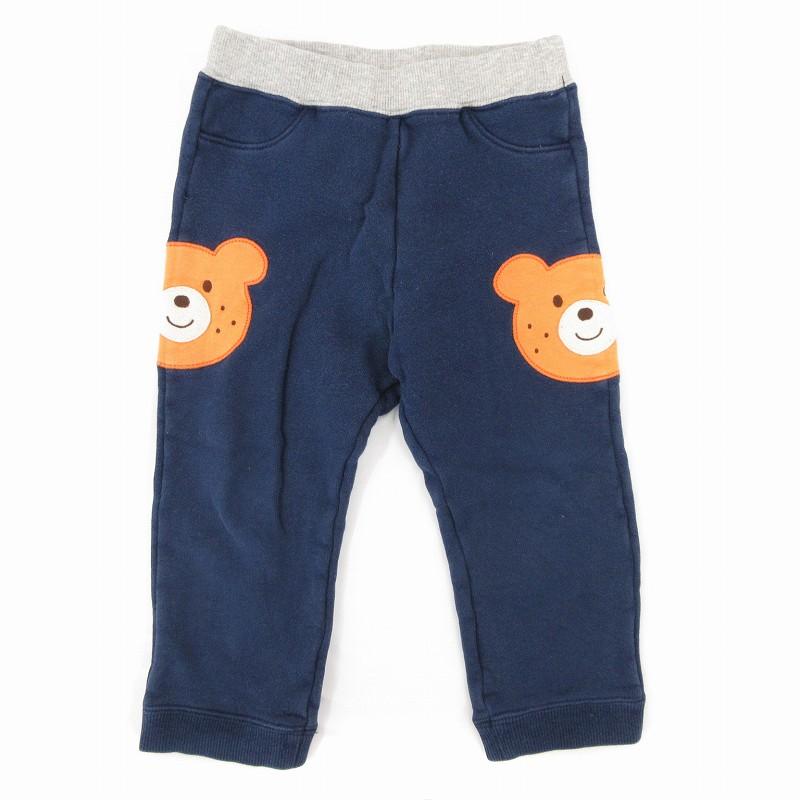 ミキハウス mikihouse イージーパンツ 3点セット くまワッペン 90 紺 
