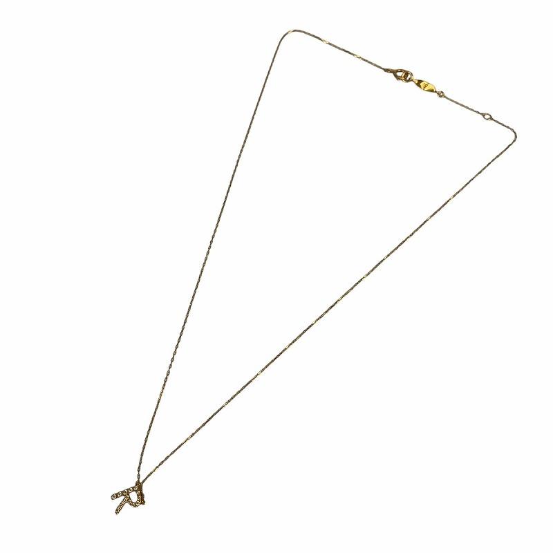 アーカー AHKAH K18 イニシャル ネックレス ペンダント ダイヤ0.06ct 