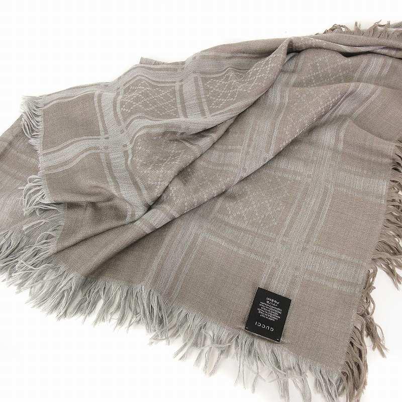 GUCCI（グッチ） ストール スカーフ 大判 フリンジ GG柄 508027 シルク