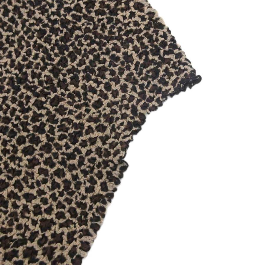 イタリヤ 伊太利屋 カットソー レオパード ヒョウ柄 プリーツ リップル 11 黒 ブラック 黄 イエロー /JS レディース