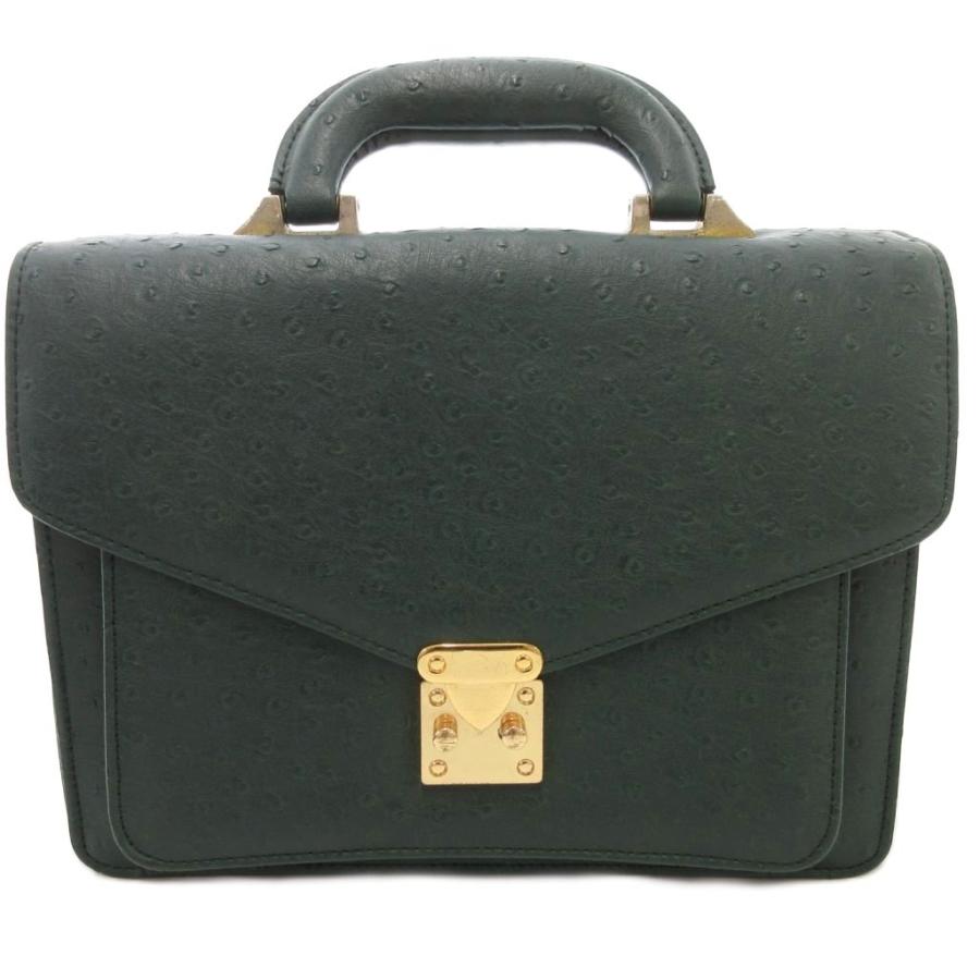 ケイムス KEIM'S ハンドバッグ オーストリッチ レザー 緑 グリーン /AE