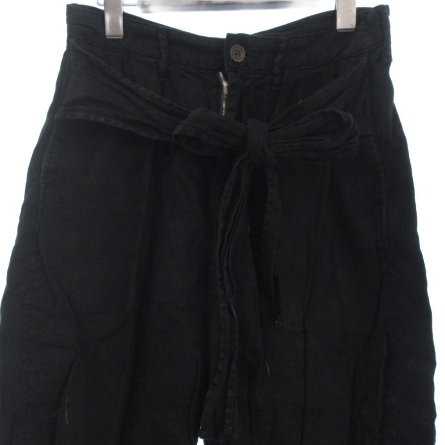 キャピタル kapital パンツ クロップド 七分丈 リボン 麻 リネン XS 黒