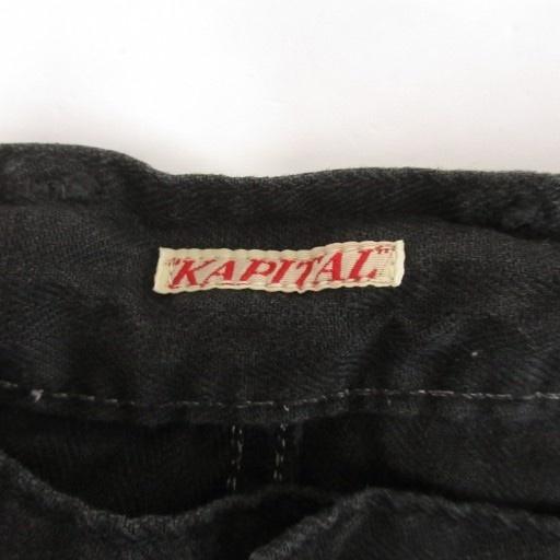 キャピタル kapital パンツ クロップド 七分丈 リボン 麻 リネン XS 黒