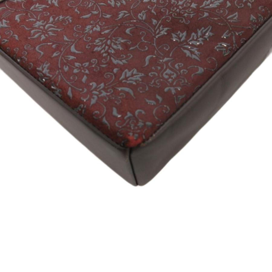 印傳屋 INDEN‐YA INDENYA 花唐草 トートバッグ 黒漆 レザー 総柄 赤