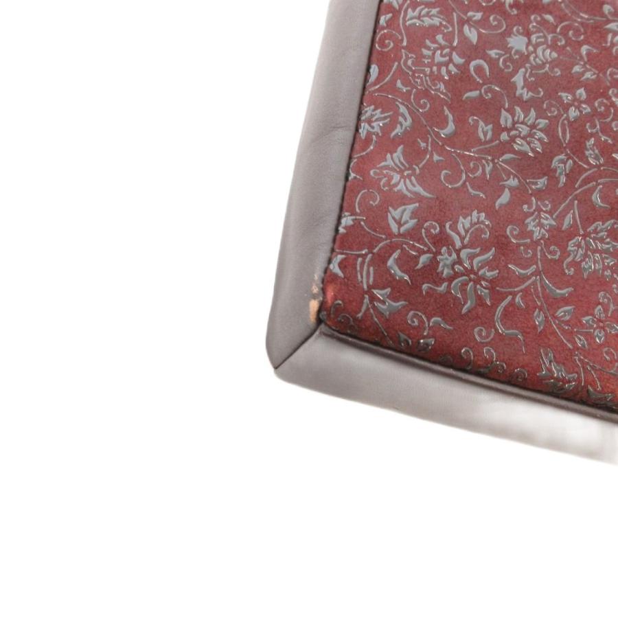 印傳屋 INDEN‐YA INDENYA 花唐草 トートバッグ 黒漆 レザー 総柄 赤