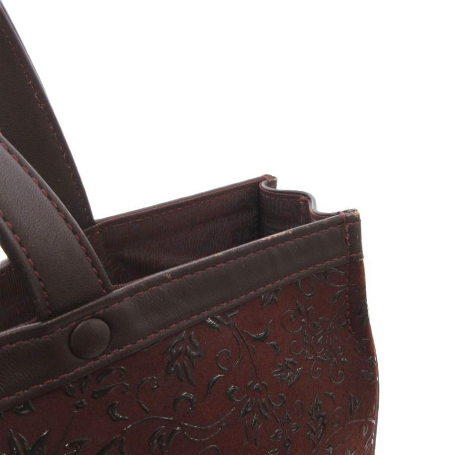 印傳屋 INDEN‐YA INDENYA 花唐草 トートバッグ 黒漆 レザー 総柄 赤