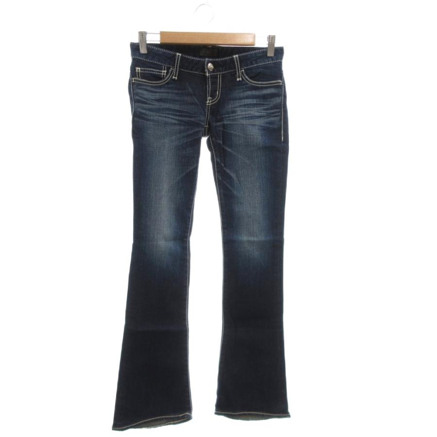 【美品】MOUSSY マウジー フレアデニム ブラック 25サイズ　人気 MOUSSY（マウジー） デニムパンツ ジーンズ W25 フレア ロゴ ダーク