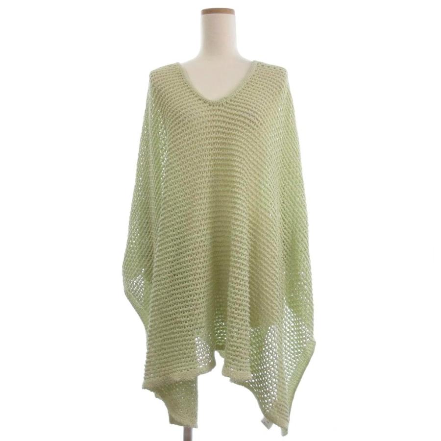 【中古】プラージュ Plage ニット ポンチョ 透け編み アシンメトリー ライトグリーン レディース プラージュ Plage ニット ポンチョ 透け編み アシンメトリー ライト