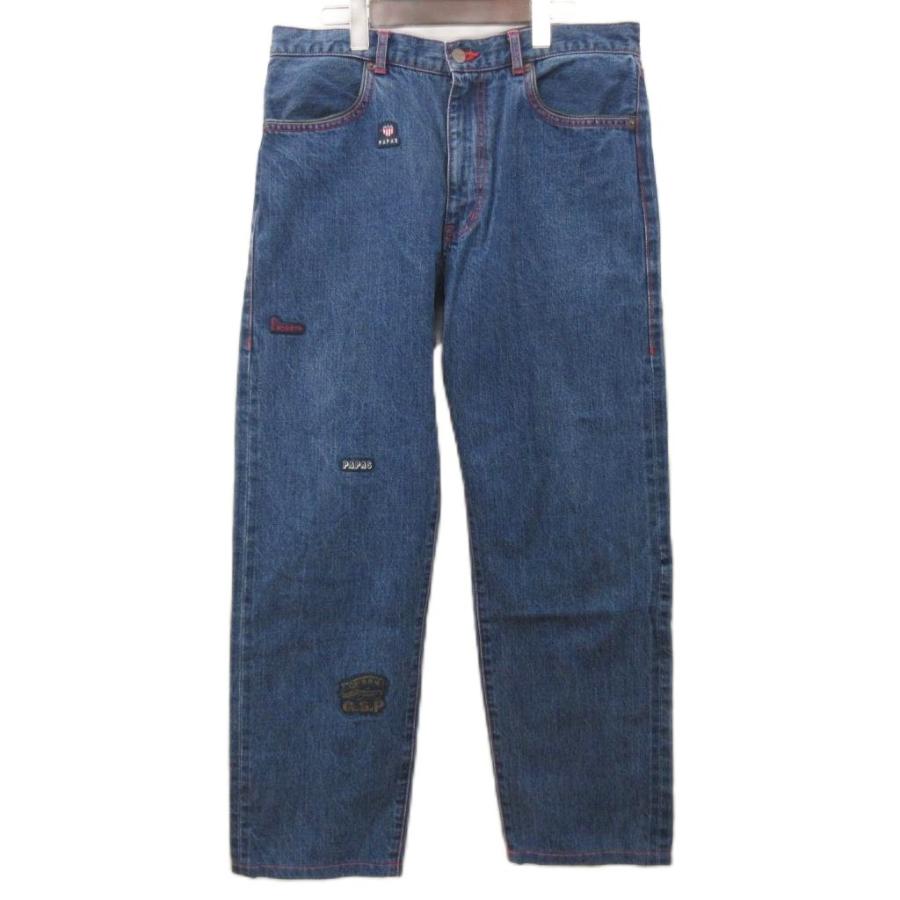 パパス Papas デニムパンツ ジーンズ ワッペン ジップフライ コットン