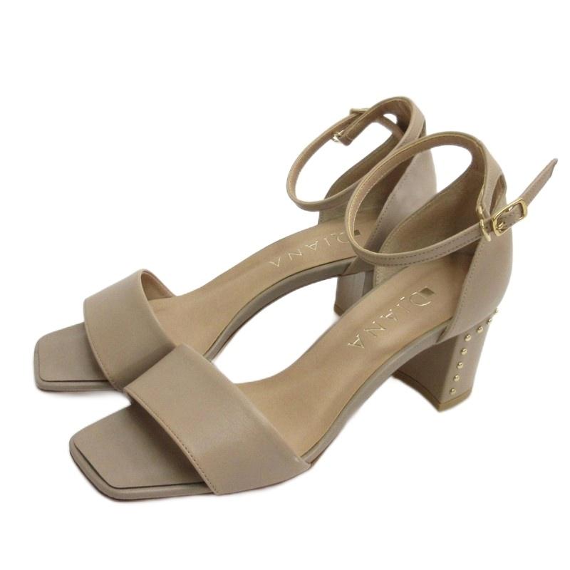 DIANA（ダイアナ） サンダル アンクルストラップ スタッズ ベージュ