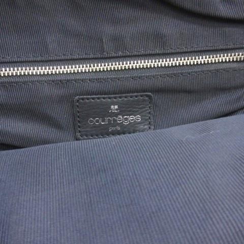 クレージュ courreges レザー ショルダーバッグ ブラック 鞄 □GY99