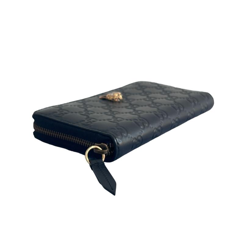 グッチ GUCCI グッチシマ キャットヘッド ラウンドファスナー長財布 