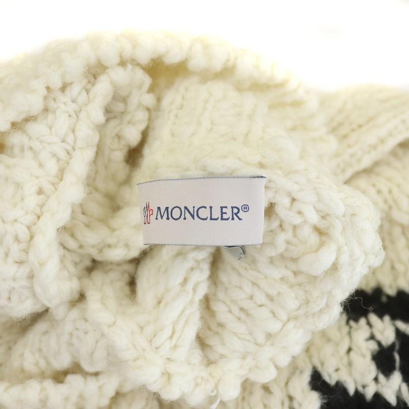 モンクレール MONCLER 21AW logo-intarsia knitted jumper ニット ロゴ ウール混 アルパカ混 M アイボリー 黒 ブラック G20939F00008M1280｜vectorpremium｜08
