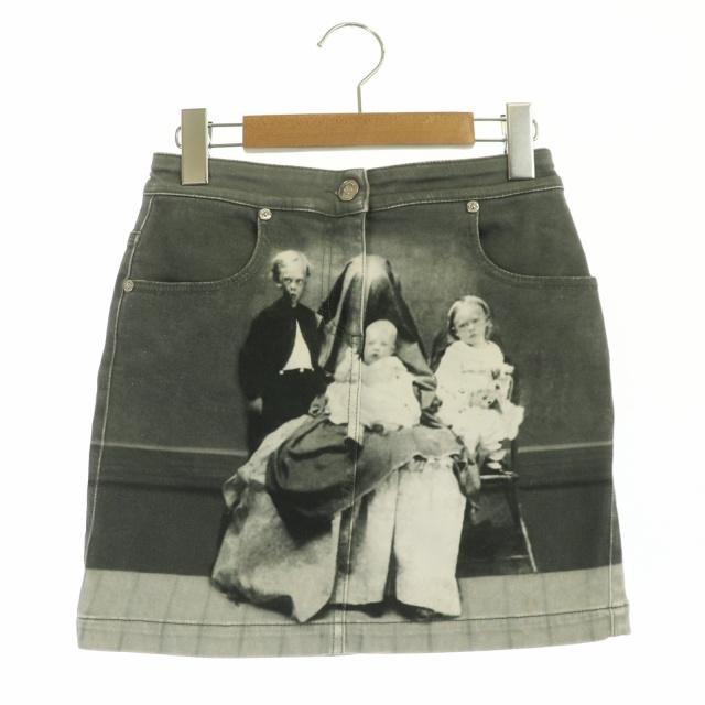 バーバリー Victorian Portrait Print Stretch Denim Mini Skirt  