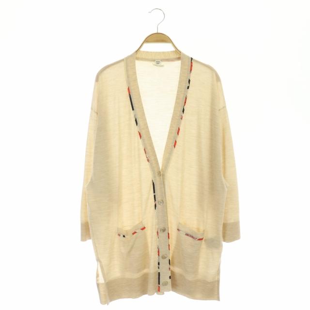 エルメス HERMES スカーフ柄パイピングシルクVネックロング  