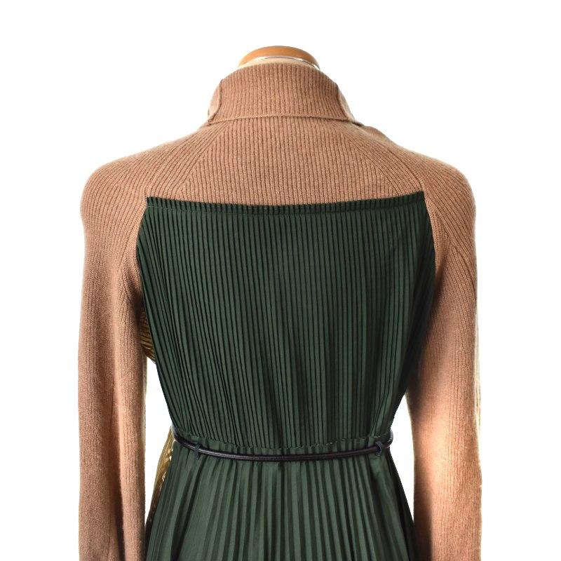 新品未使用】サカイ プリーツワンピース 切替 ドッキング グリーン 緑