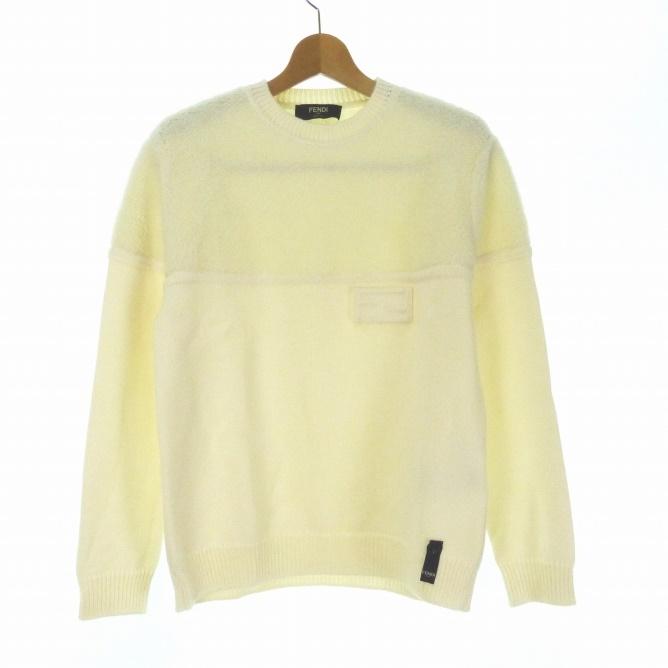 フェンディ FENDI FFロゴ ニット ボア切り替え 48 白 FZX122 AM6D 