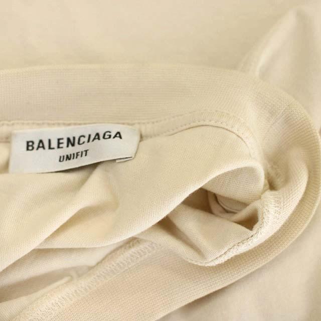 バレンシアガ BALENCIAGA 裾ロゴ刺繍クルーネックTシャツ カットソー 半袖 コットン XS ライトベージュ 黒 ブラック 670943 /DO ■OS ■SH｜vectorpremium｜06