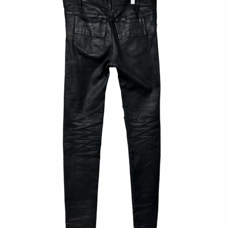 ユリウス JULIUS 23SS COATING DENIM CRUSH SKINNY PANTS 4 黒 819PAM6  