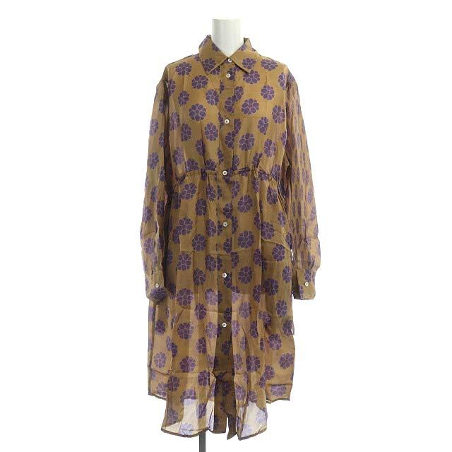 MM6 メゾンマルジェラ 19SS シルク総柄ワンピース シャツワンピース  