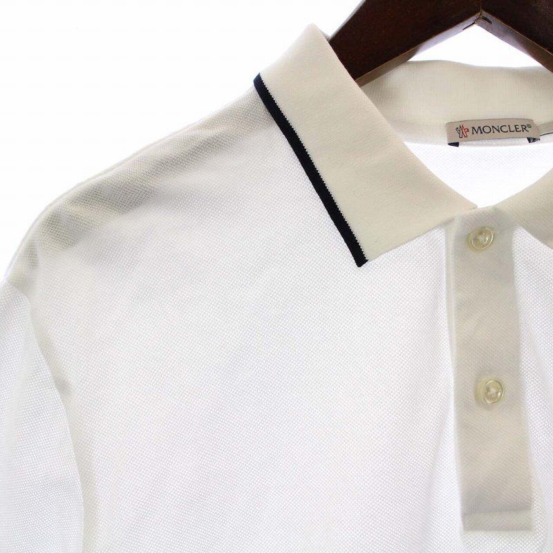 【美品】モンクレール 鹿の子 ポロシャツ Sサイズ ホワイト MONCLER モンクレール 22SS ポロシャツ 半袖 鹿の子 ロゴ L 白