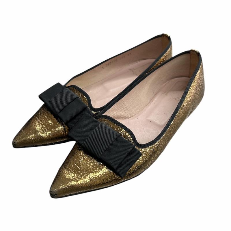 Pretty Ballerinas ポインテッドシューズ パンプス 23.5cm 金 ゴールド  
