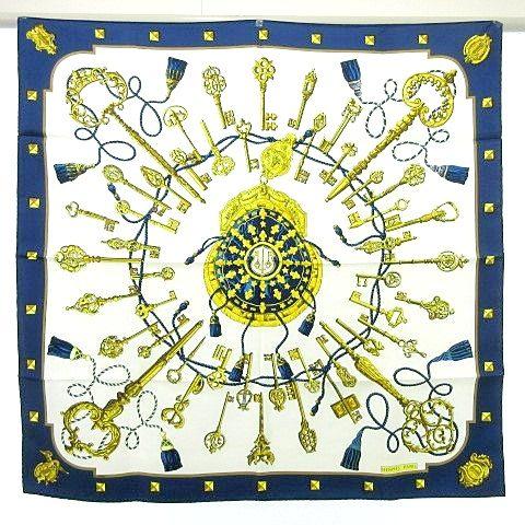 ニ*A様 【極美品】エルメス カレ90 les cles key 大判 スカーフ エルメス HERMES カレ90 大判スカーフ LES CLES THE KEYS RARE