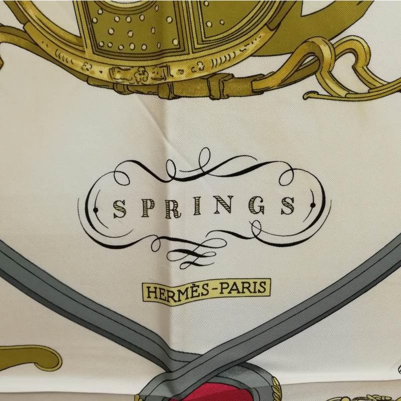 HERMES カレ　大判　SPRINGS 馬車 HERMES エルメス カレ 90 SPRINGS スプリング 馬車柄 シルク