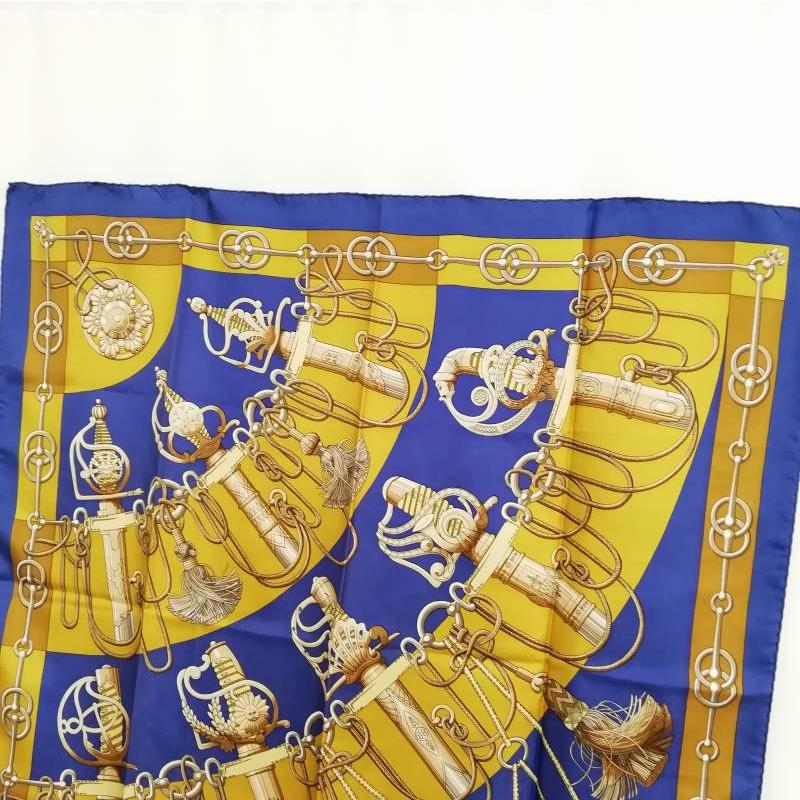 エルメス　カレ90 cliquetis剣 HERMES エルメス カレ90 Cliquetis 剣 フリンジ 大判 スカーフ