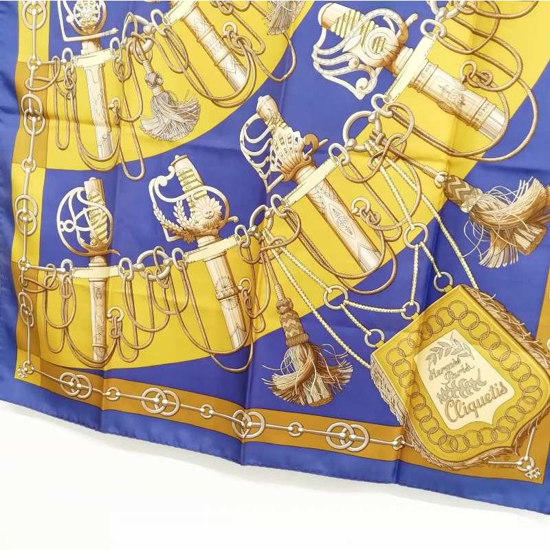 HERMES（エルメス） カレ90 Cliquetis 剣 フリンジ 大判 スカーフ