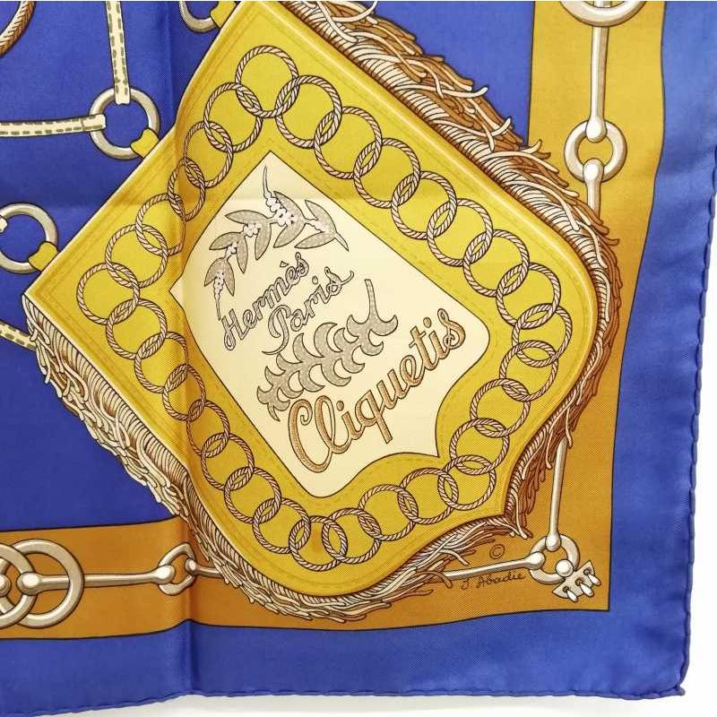 HERMES エルメス カレ90 Cliquetis 剣 フリンジ 大判 スカーフ