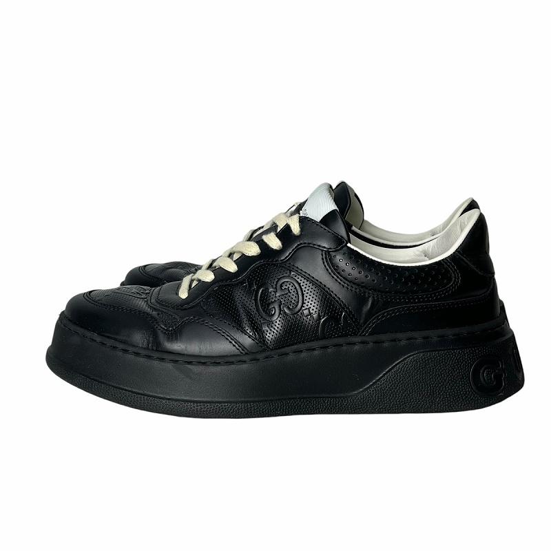 限定価格 GUCCI グッチ ブラックレザー ドレスシューズ GGロゴ 26 GUCCI（グッチ） GUCCI GGマーク エンボス加工 レザー ローカット