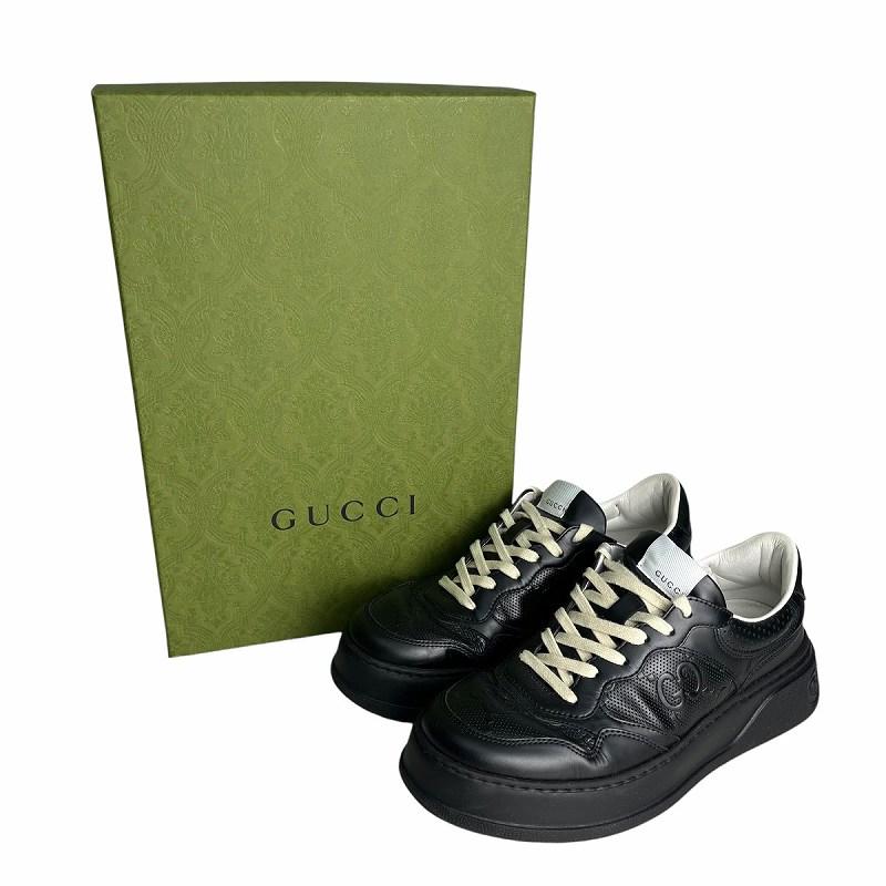 限定価格 GUCCI グッチ ブラックレザー ドレスシューズ GGロゴ 26 GUCCI（グッチ） GUCCI GGマーク エンボス加工 レザー ローカット
