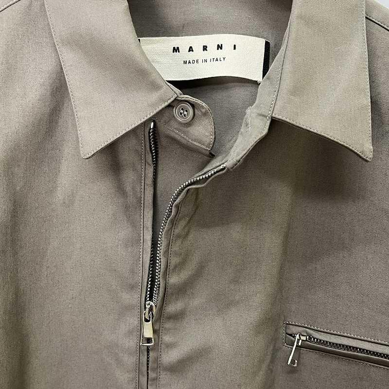 MARNI マルニ シャツ ジャケット ジップアップ 無地 44 ベージュ 