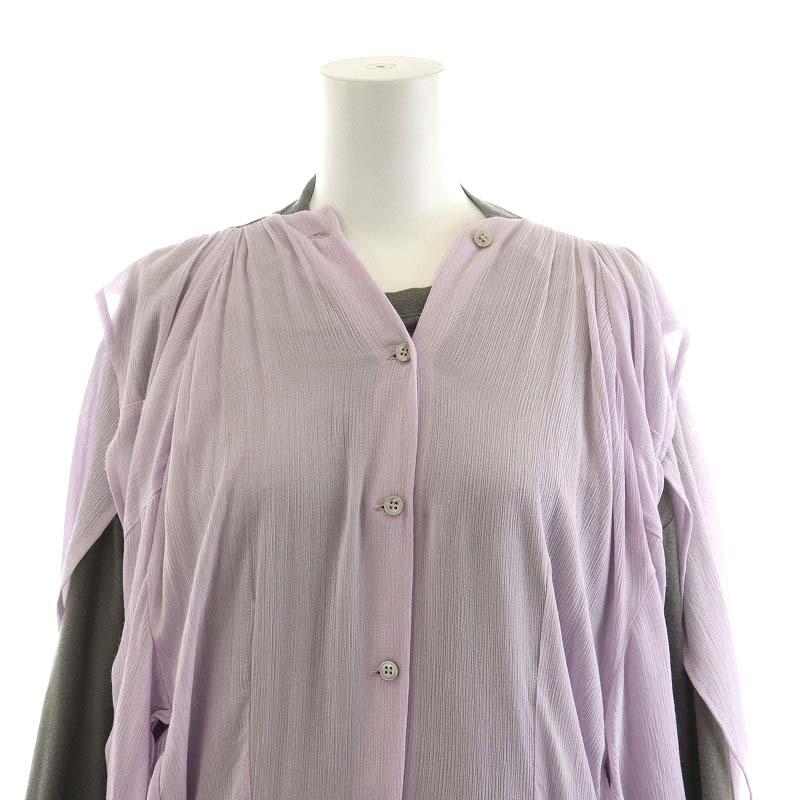 【中古】アクネ ストゥディオズ Acne Studios レイヤードワンピース 長袖 マキシ ロング 麻混 34 S グレー ピンク アクネ ストゥディオズ Acne Studios レイヤードワンピース 長袖